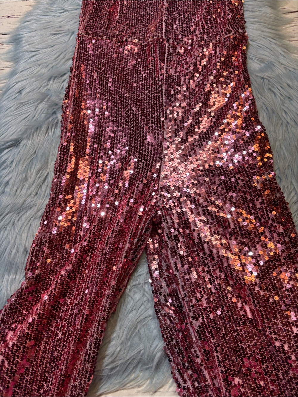 NWT Nasty Gal Rose Gold Sequin Skinny Leg Catquit Jumpsuit sz 6 - Picture 4 of 9
